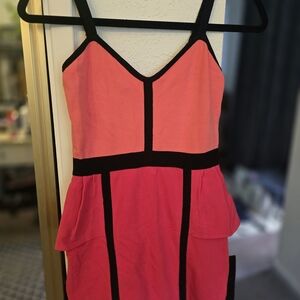 Bebe Vibrant Pink and Black Dress